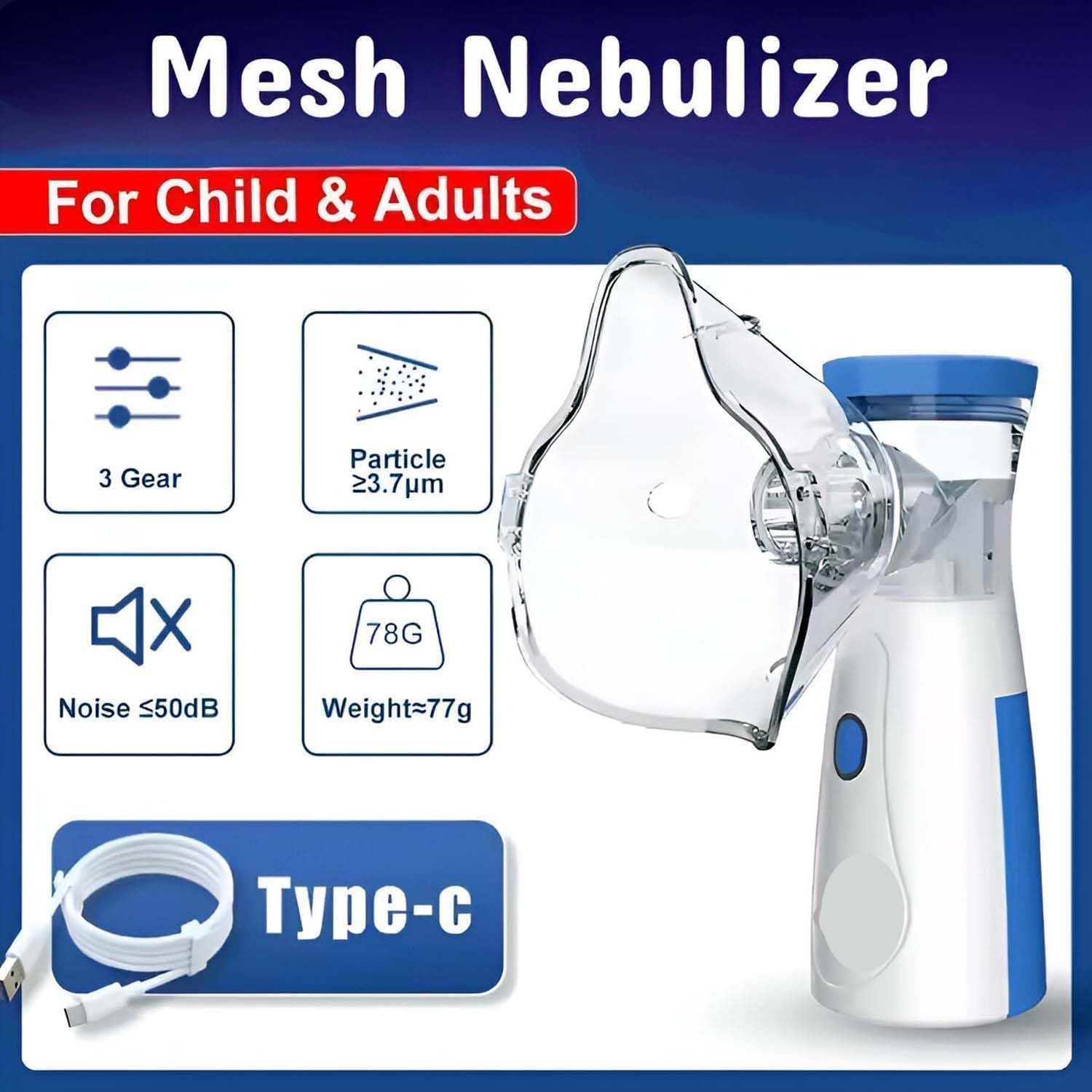 Portable Mesh Nebulizer for Children & Adults | Silent Type-C Rechargeable Handheld