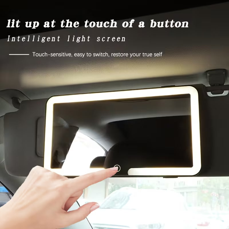 Car Sun Visor Vanity Mirror – LED Makeup & Grooming Mirror