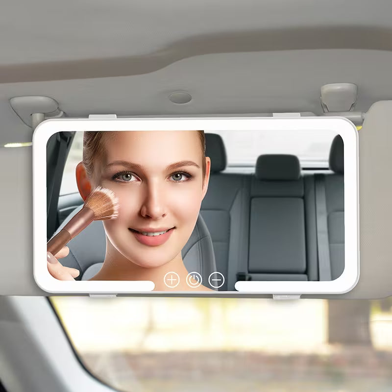 Car Sun Visor Vanity Mirror – LED Makeup & Grooming Mirror