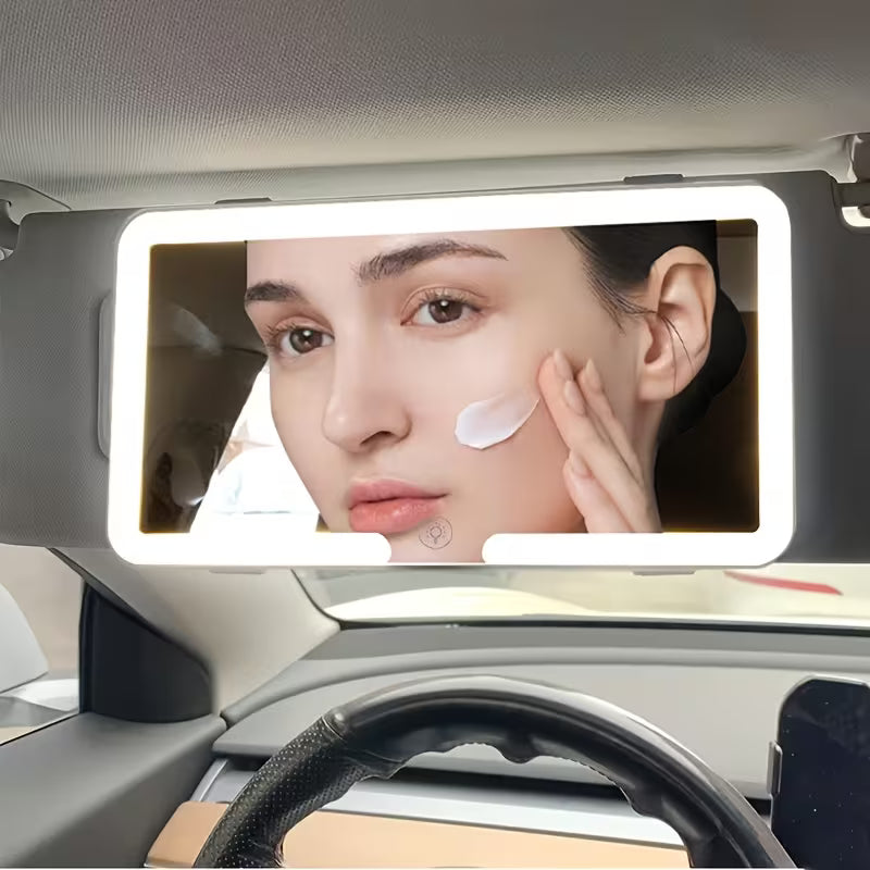 Car Sun Visor Vanity Mirror – LED Makeup & Grooming Mirror